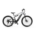 Bicicleta de montaña eléctrica Duotts E29 - Motor Bafang de 250 W, batería de 48 V y 13,5 Ah, suspensión total, neumáticos de 27,5 pulgadas, frenos hidráulicos, color blanco plateado - Tactic Bikes