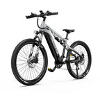 Bicicleta de montaña eléctrica Duotts E29 - Motor Bafang de 250 W, batería de 48 V y 13,5 Ah, suspensión total, neumáticos de 27,5 pulgadas, frenos hidráulicos, color blanco plateado - Tactic Bikes
