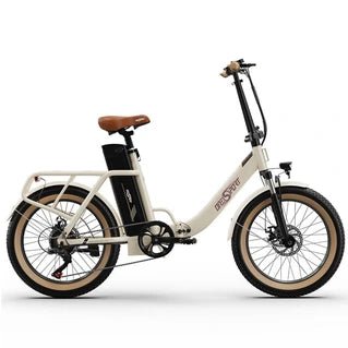 Bicicleta eléctrica OneSport OT16 - 2 - Ruedas de 20", motor de 250 W, batería de 48 V y 17 Ah, autonomía de 60 km, frenos de disco - Blanco roto - Tactic Bikes
