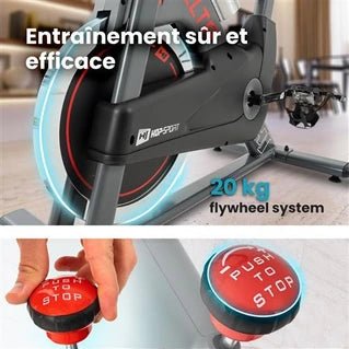 Bicicleta estática Hop - Sport HS - 065IC Delta Spinning - Bicicleta estática - Fitness - Ciclismo - Bicicleta silenciosa - Volante de inercia de 20 kg - Hasta 150 kg - Pantalla - Tactic Bikes