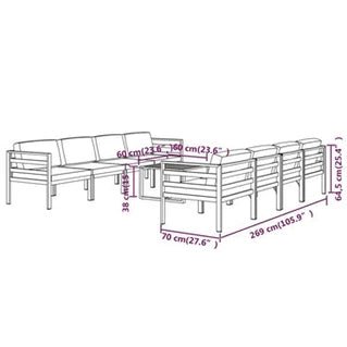 Conjunto de muebles de jardín de aluminio de 9 piezas para 8 personas vidaXL - Tactic Bikes