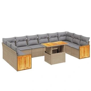 Conjunto de muebles de jardín vidaXL con cojines, 11 piezas, sofás de patio, conjunto de muebles de exterior, beige 3274132 - Tactic Bikes