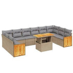 Conjunto de muebles de jardín vidaXL con cojines, 11 piezas, sofás de patio, conjunto de muebles de exterior, beige 3274132 - Tactic Bikes