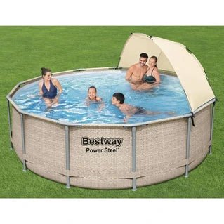 Conjunto de piscina enterrada o semienterrada Bestway con cubierta Power Steel 396x107 cm, piscina elevada, piscina con estructura, piscina con sombra, piscinas elevadas - Tactic Bikes