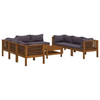 conjunto modular de muebles de jardín de madera, gris, 9 piezas x 69 x 62,5 cm, para 8 personas - Tactic Bikes