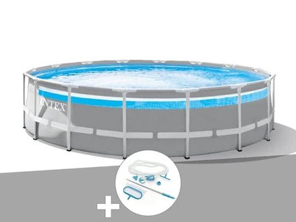 Kit Piscina Tubular Redonda Intex Prism Frame Ventana Transparente 4,88 x 1,22 m + Kit de Mantenimiento - Tactic Bikes
