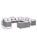 Muebles de jardín vidaXL 13 - delige Loungeset con cojines de ratán sintético bruin3102906 - Tactic Bikes