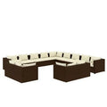 Muebles de jardín vidaXL 13 - delige Loungeset con cojines de ratán sintético bruin3102906 - Tactic Bikes
