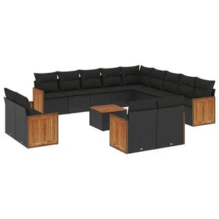 Muebles de jardín vidaXL 14 - delige Loungeset con sillas de ratán sintético negro3260613 - Tactic Bikes