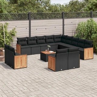 Muebles de jardín vidaXL 14 - delige Loungeset con sillas de ratán sintético negro3260613 - Tactic Bikes